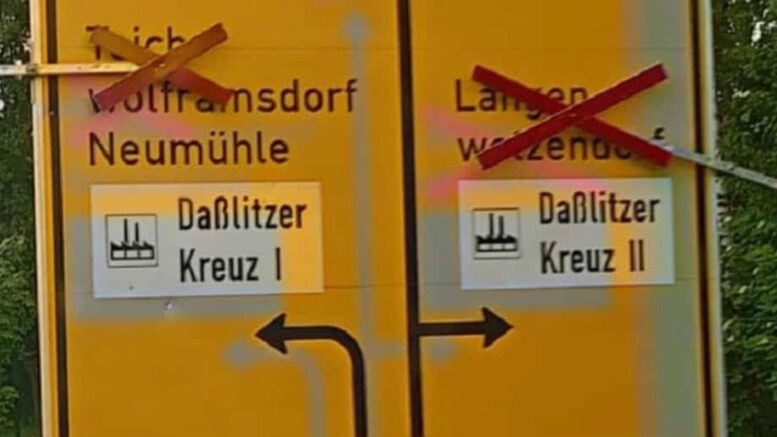 Umleitungsschild am Daßlitzer Kreuz (Foto: HBV: privat)